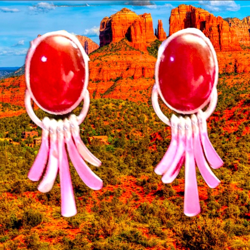 Carnelian Stone Earrings Bold Caramel Color by Nature 925 SS